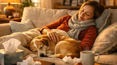 Can you cuddle your dog or cat when you’re sick What to know about colds, flu, and germs