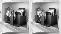 This $10 bookend hack fixes messy pot lid storage fast